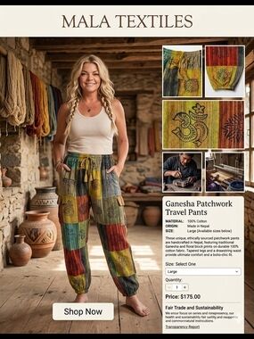Ganesha Patchwork Travel Pants - Multicolor
